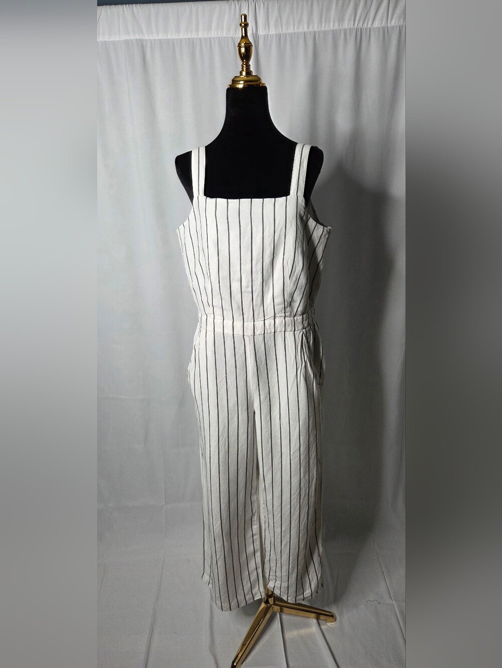 LOFT Ann Taylor Striped Apron Jumpsuit